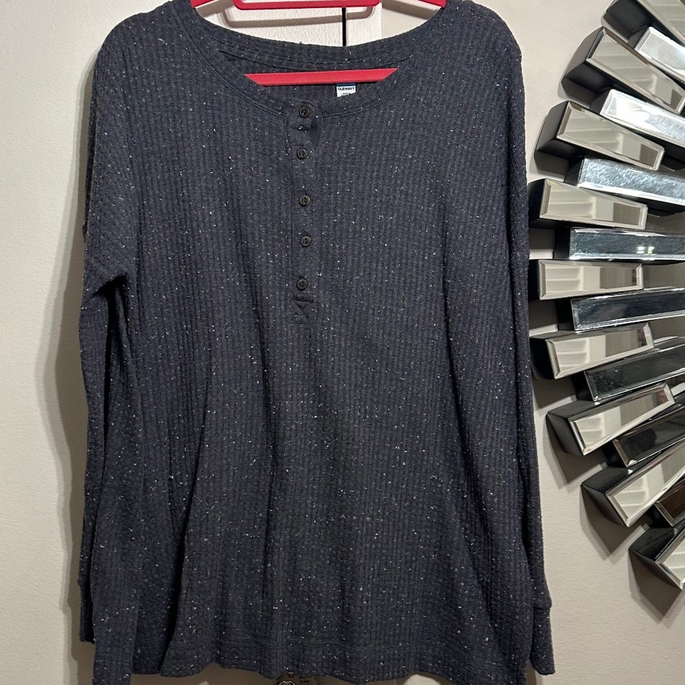 Gray Waffle Relaxed Henley Size L